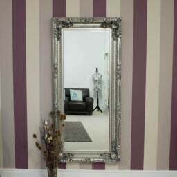 MirrorOutlet Carved Louis Silver Antique Style Dress Mirror 175 x 90cm - Grey - thumbnail 2
