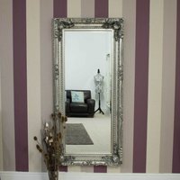 MirrorOutlet Carved Louis Silver Antique Style Dress Mirror 175 x 90cm - Grey - thumbnail 1