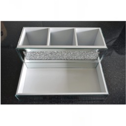 Crystal Crushed Diamond Beauty Box Makeup Brush Holder - Silver - thumbnail 5