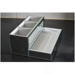 Crystal Crushed Diamond Beauty Box Makeup Brush Holder - Silver - thumbnail 4