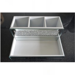 Crystal Crushed Diamond Beauty Box Makeup Brush Holder - Silver - thumbnail 3