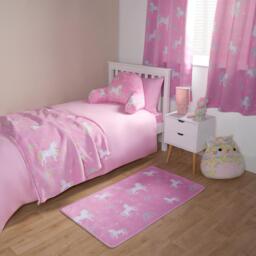 Pair Of Kids Unicorn Rainbow Print Blackout Eyelet Curtains - Pink / 137cm / 117cm - thumbnail 2