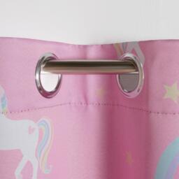 Pair Of Kids Unicorn Rainbow Print Blackout Eyelet Curtains - Pink / 137cm / 117cm - thumbnail 5