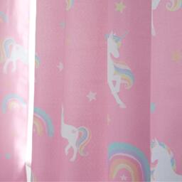 Pair Of Kids Unicorn Rainbow Print Blackout Eyelet Curtains - Pink / 137cm / 117cm - thumbnail 3