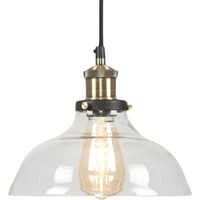 Industrial Antique Brass Effect Glass Light Shade - Clear - image 1