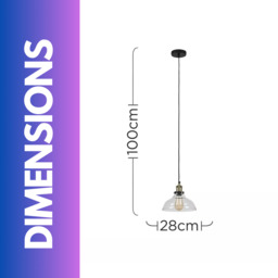 Industrial Antique Brass Effect Glass Light Shade - Clear - thumbnail 2