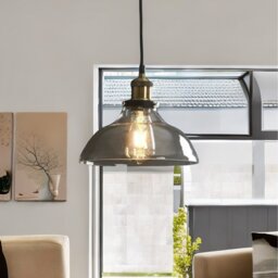 Industrial Antique Brass Effect Glass Light Shade - Clear - thumbnail 5