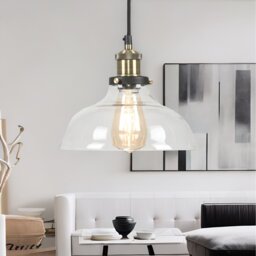 Industrial Antique Brass Effect Glass Light Shade - Clear - thumbnail 3