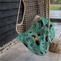 Hand Painting Abstract Ancient Egypt Horus Eye Signs Blanket - Green - thumbnail 1