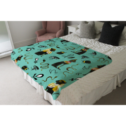 Hand Painting Abstract Ancient Egypt Horus Eye Signs Blanket - Green - thumbnail 4