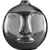 Fabia Black Ribbed Vase - Aluminium 100%