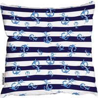 Anchors on white and blue marine Cushion - Blue / 60cm