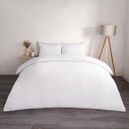 Piped Edge Duvet Cover Set - White / Double - thumbnail 3