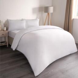 Piped Edge Duvet Cover Set - White / Double - thumbnail 4