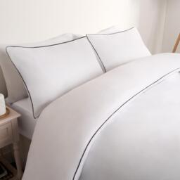 Piped Edge Duvet Cover Set - White / Double - thumbnail 5