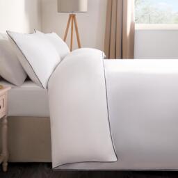 Piped Edge Duvet Cover Set - White / Double - thumbnail 2