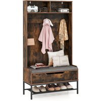 4-in-1 Coat Rack with Seat Cushion - Brown - image 1