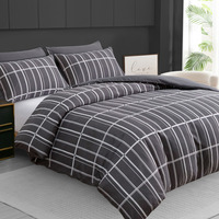 Alston Brushed Microfiber Duvet Cover Set with Zipper Closure - Charcoal / Superking