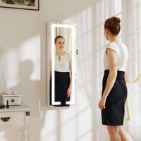 HOMCOM LED Mirror Jewellery Cabinet Full Length Mirror  - White