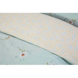 Daisy Floral Polycotton Duvet Set With Pillowcase - Duck Egg / Double - thumbnail 4