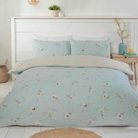 Daisy Floral Polycotton Duvet Set With Pillowcase - Duck Egg / Double - thumbnail 1