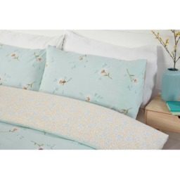 Daisy Floral Polycotton Duvet Set With Pillowcase - Duck Egg / Double - thumbnail 3
