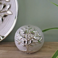 Tree of Life Ornament Ceramic Paper Weight - Silver