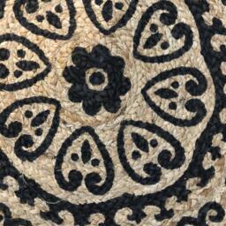 Round Circle Jute Rug With Mandala Print - Red - thumbnail 3