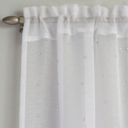 Pair of Slot Top Sheer Voile Panels with all over Diamantes - White / 122cm - thumbnail 3