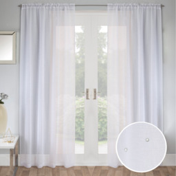 Pair of Slot Top Sheer Voile Panels with all over Diamantes - White / 122cm - thumbnail 4