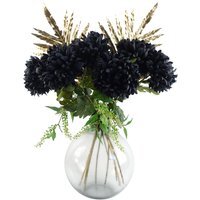 Black Chrysanthemum Bundle Glass Ball Vase - Black Chrysanthemum Bundle Glass Vase