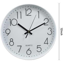 12-Inch Non-Ticking Battery-Operated Wall Clock - White - thumbnail 2