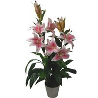 Artificial Lily Stargazer Style Lillies Plant Large flower Pink - Pink