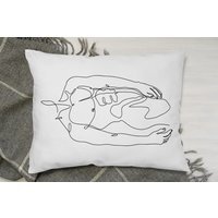 Line Art Of Male Body Cushion - White - image 1