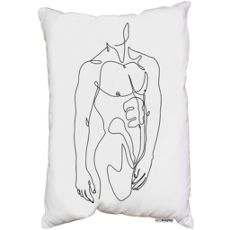 Line Art Of Male Body Cushion - White - thumbnail 2