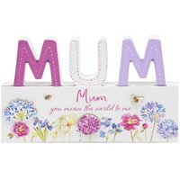 Wooden Mum Standing Plaque - Multicolour