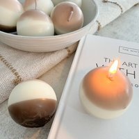 Sphere Candle Set of 3 - Brown,Cream / 2 - image 1