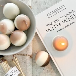 Sphere Candle Set of 3 - Brown,Cream / 2 - thumbnail 2