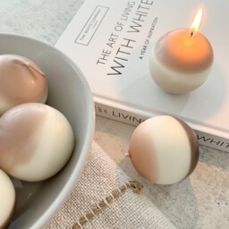 Sphere Candle Set of 3 - Brown,Cream / 2 - thumbnail 3