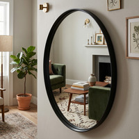 80cm Large Round Black Wall Mirror Aluminium Frame Deep Frame - Black - image 1