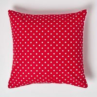 Cotton Polka Dots Cushion Cover - Red / 60cm - thumbnail 1