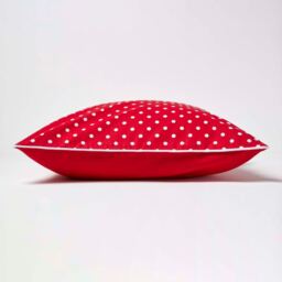 Cotton Polka Dots Cushion Cover - Red / 60cm - thumbnail 3