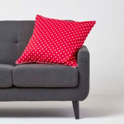 Cotton Polka Dots Cushion Cover - Red / 60cm - thumbnail 2