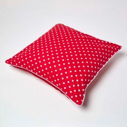 Cotton Polka Dots Cushion Cover - Red / 60cm - thumbnail 4