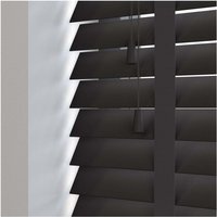 50mm Slat Real Wood Venetian Blind With Tapes 120cm Drop - Black / 60cm