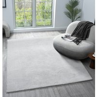 Comfy Washable Low Pile Living Room Plain Area Rug - Silver / 160x220 cm - image 1