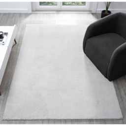 Comfy Washable Low Pile Living Room Plain Area Rug - Silver / 160x220 cm - thumbnail 5