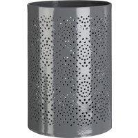Punched Grey Finish Large Candle Holder - Grey