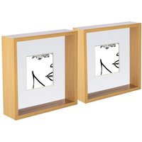 "3D Deep Box Photo Frames - 8 x 8"" with 4 x 4"" Mount - Pack of 5 - Light Wood/White" - thumbnail 1