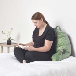 Homescapes Memory Foam Reading Pillow With Velvet Cover - Green - thumbnail 3